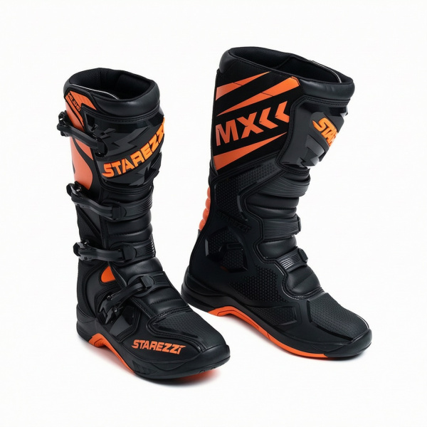Мотоботы STAREZZI MILANO,  BLACK/ORANGE (45)