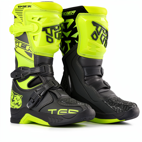 Мотоботы TIGER MTR-TE006 Черный/ лайм (34)